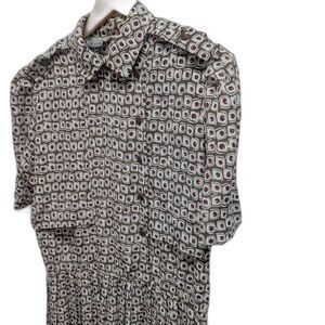 Vintage Liz Roberts Size 10 White Green & Purple Print Midi Dress Grandmacore